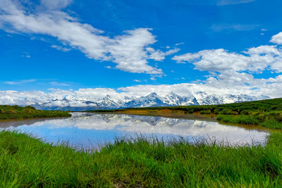 Scenic view of lake against sky