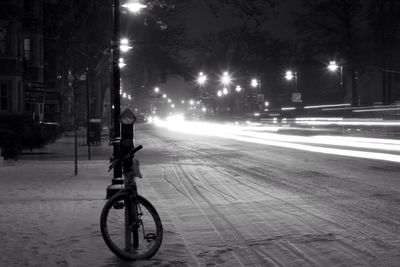 Bicycle on road at night
