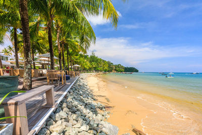 Scenic view of beach against sky