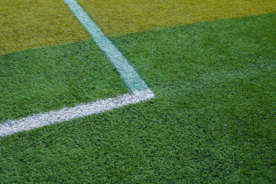 High angle view of soccer field