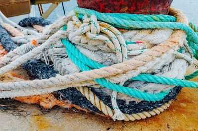Close-up of ropes on boat