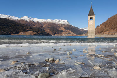 Scenic view of snowcapped mountain against sky