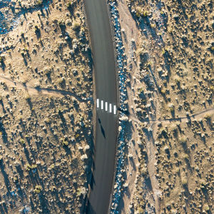High angle view of car on beach