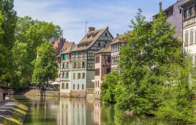 Idyllic waterside impression of strasbourg, a city at the alsace region in france