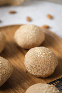 High angle view of bread on table