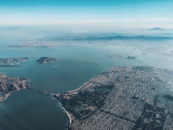 Aerial view of sea against sky