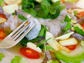 Close-up of salad in plate on table