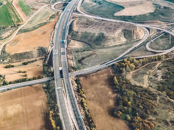 High angle view of highway in city