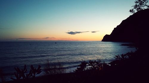 Scenic view of sea at sunset