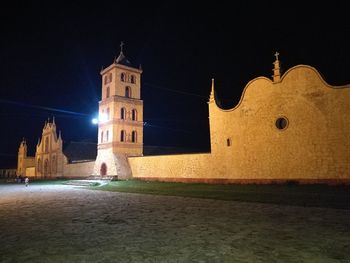 View of bell tower at night