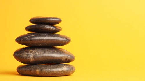 Stack of stones on table