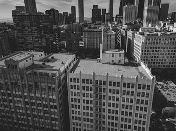 High angle view of buildings in city