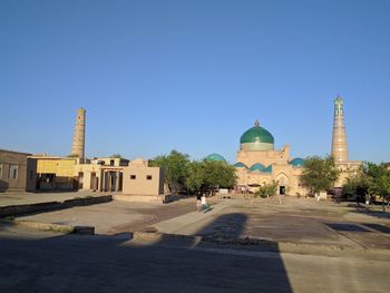 View of buildings against clear sky