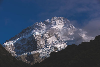 Low angle view of mt cook against sky