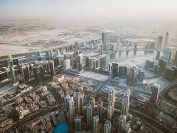 High angle view of cityscape against sky