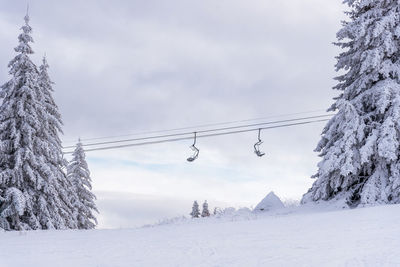 Ski lift against sky. bulgaria ski resort.