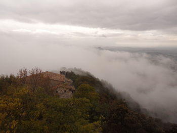 Scenic view of mountains against sky during autumn