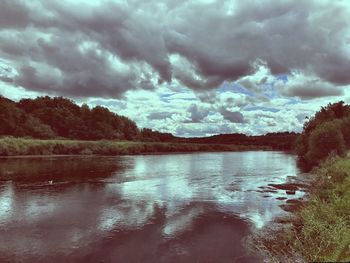 Scenic view of lake against sky