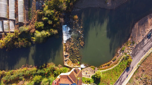 High angle view of buildings in city