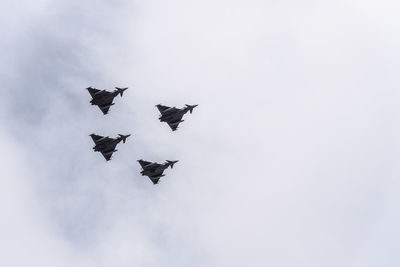 Low angle view of birds flying in sky