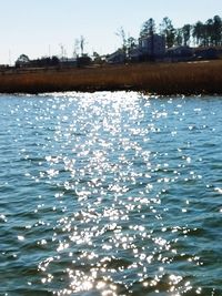 Scenic view of lake against clear sky