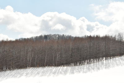 Scenic view of snow covered land against sky