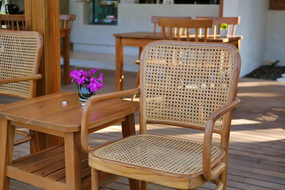 Empty chairs and table at home