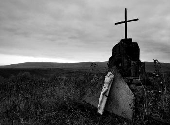 Old cross on the field