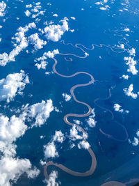 High angle view of jellyfish against blue sky