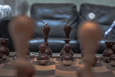 Close-up of chess pieces