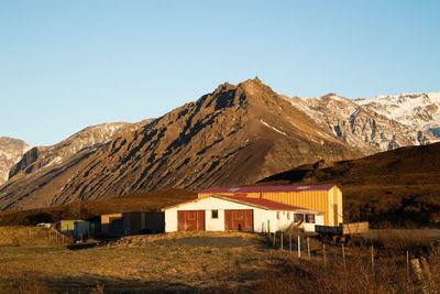 Scenic view of mountains against clear sky