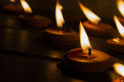 Close-up of lit candles