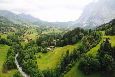 High angle view of houses in valley