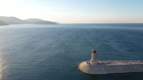 High angle view of sea against sky