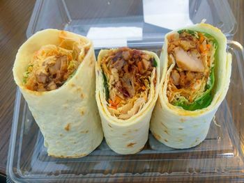 High angle view of food on table