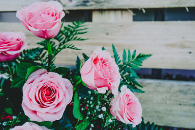 Close-up of pink rose bouquet