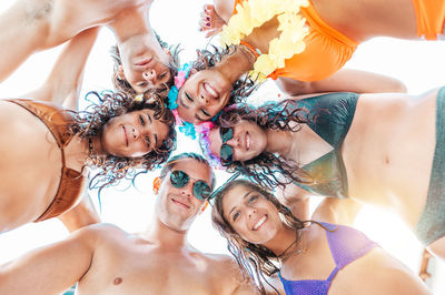 High angle view of young woman in sunglasses