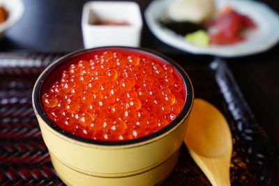 Close-up of red caviar