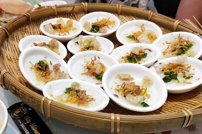 High angle view of food on table