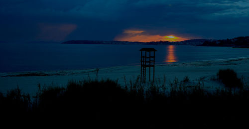 Scenic view of sunset over lake