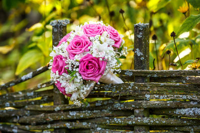 Close-up of pink rose bouquet