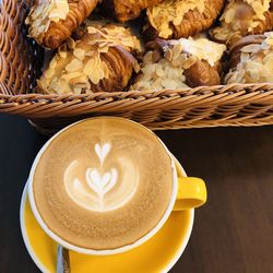 Close-up of coffee cup on table