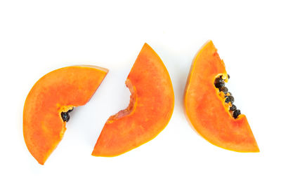 High angle view of orange against white background