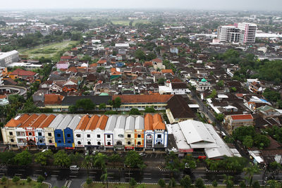 High angle view of buildings in solo city.