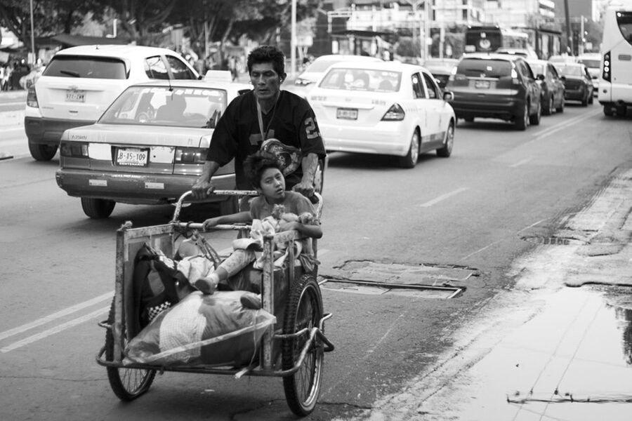 transportation, land vehicle, mode of transport, car, street, road, lifestyles, travel, stationary, full length, bicycle, casual clothing, outdoors, leisure activity, front view, incidental people, day, on the move