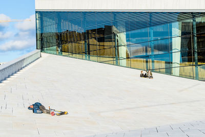 People at oslo opera house terrace