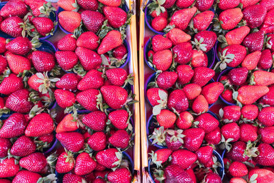 Full frame shot of strawberries at market stall