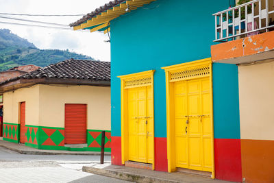 Beautiful antique houses at the colonial town of jardin in the southwestern antioquia in colombia