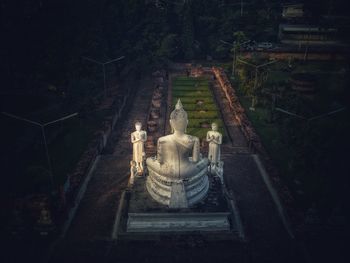 High angle view of buddha statues