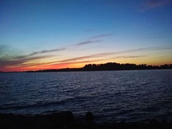 Scenic view of sea against sky at sunset